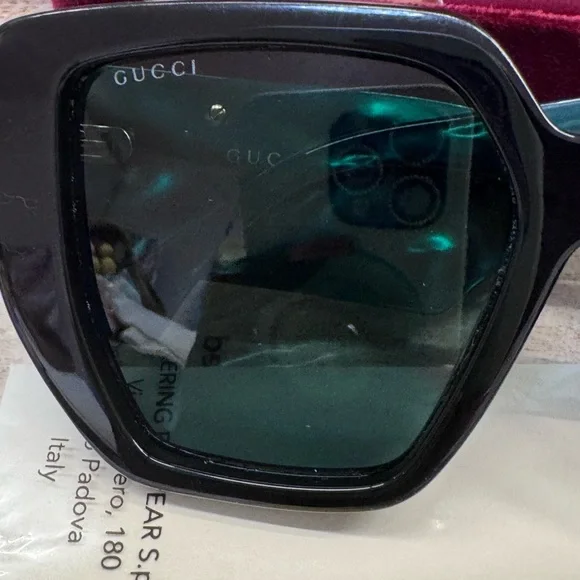 GUCCI GG0956S 001 Square Black Green 54 mm Women's Sunglasses